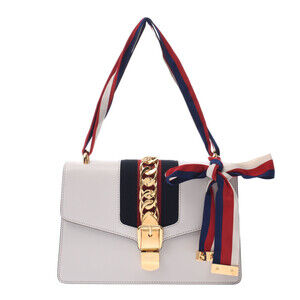 GUCCI Sylvie Bag White Calfskin Handbag